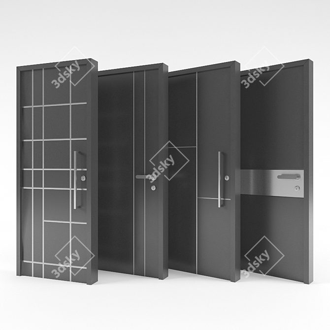 Sleek Black Doors - Vray Compatible 3D model image 1