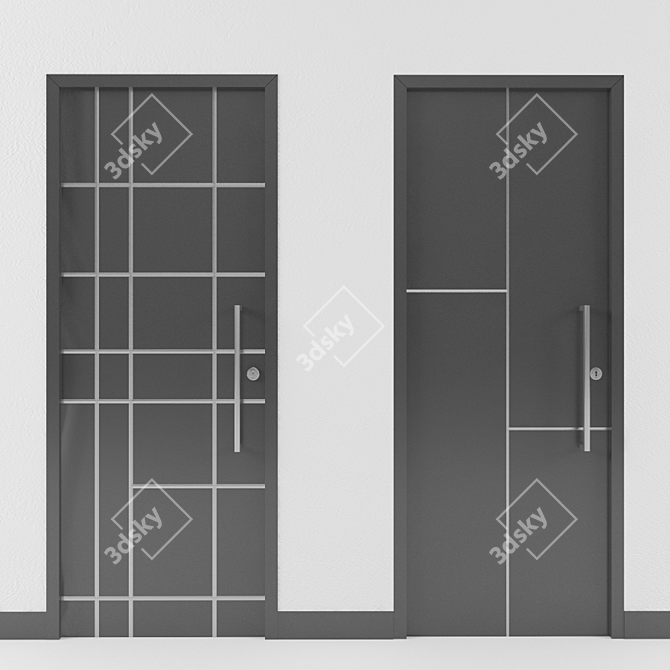 Sleek Black Doors - Vray Compatible 3D model image 2
