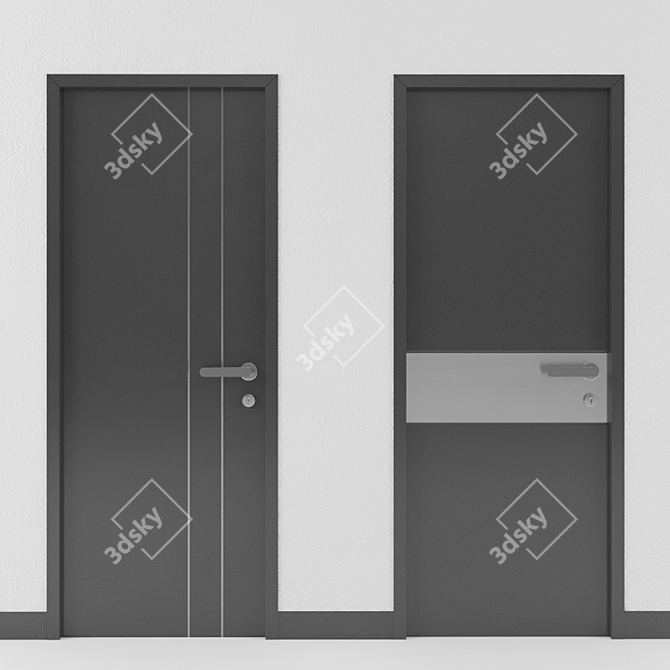 Sleek Black Doors - Vray Compatible 3D model image 3