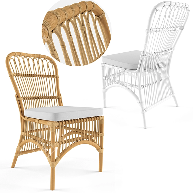 Natural Rattan Loop Chair: Stylish and Comfortable 3D model image 1