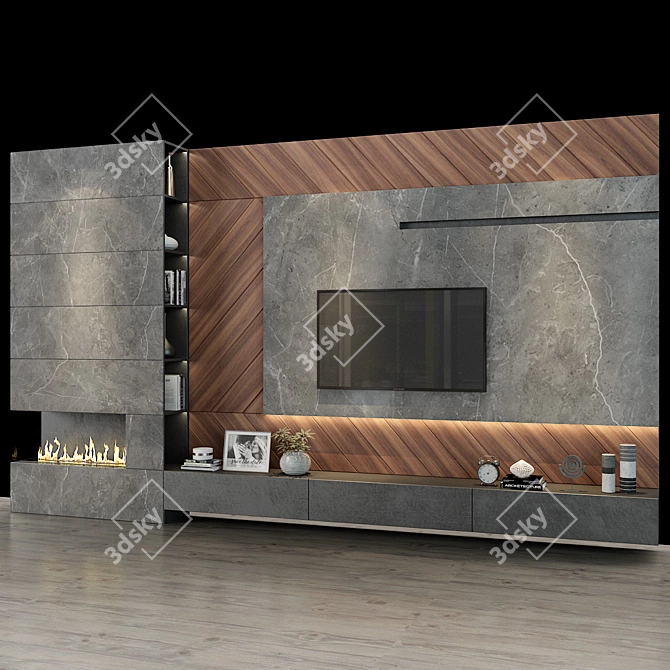 Elegant Wood Cabinet for Home 3D model image 2