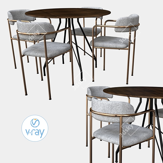 Versatile Jules Drop-Leaf Dining Set 3D model image 1