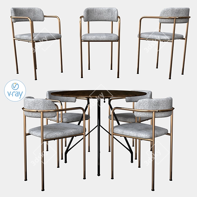 Versatile Jules Drop-Leaf Dining Set 3D model image 2