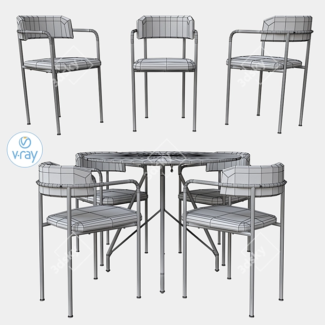 Versatile Jules Drop-Leaf Dining Set 3D model image 3