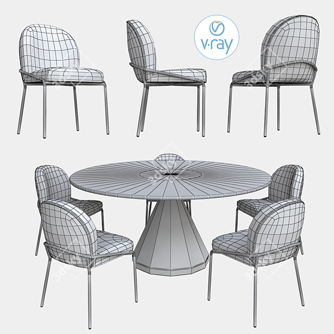 Elegant Silhouette Pedestal Dining Table 3D model image 3