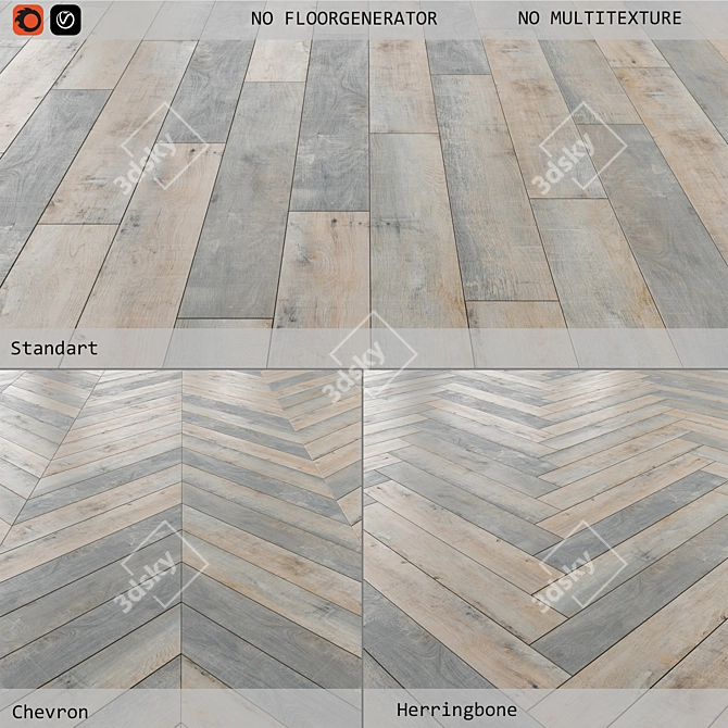 Laminate Flooring Collection: Standard, Herringbone, Chevron 3D model image 1