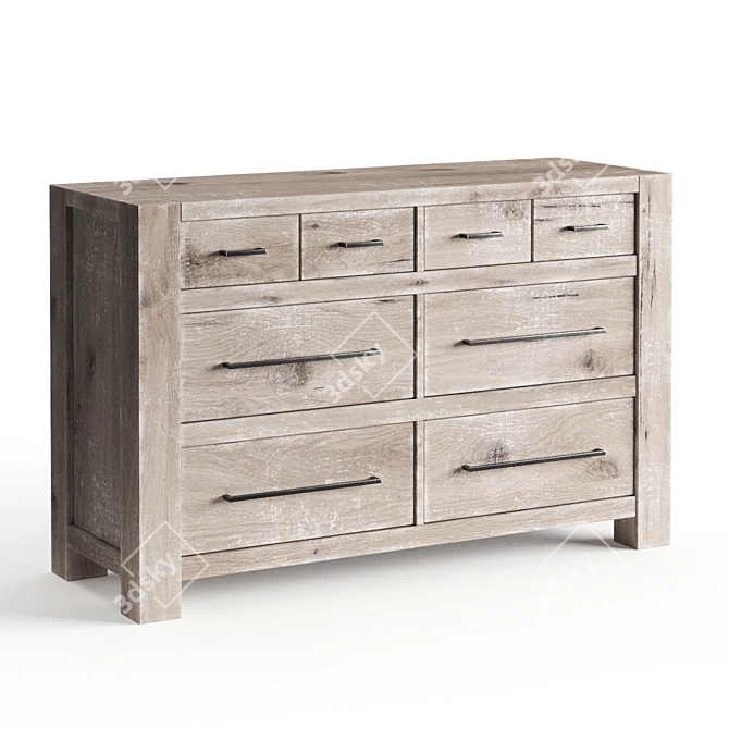 Weathered Oak Chest of Drawers 3D model image 1