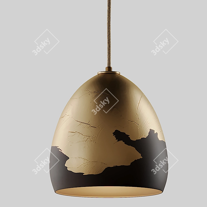 Black & Silver Ombre Pendant: Sleek Porcelain Lighting 3D model image 1