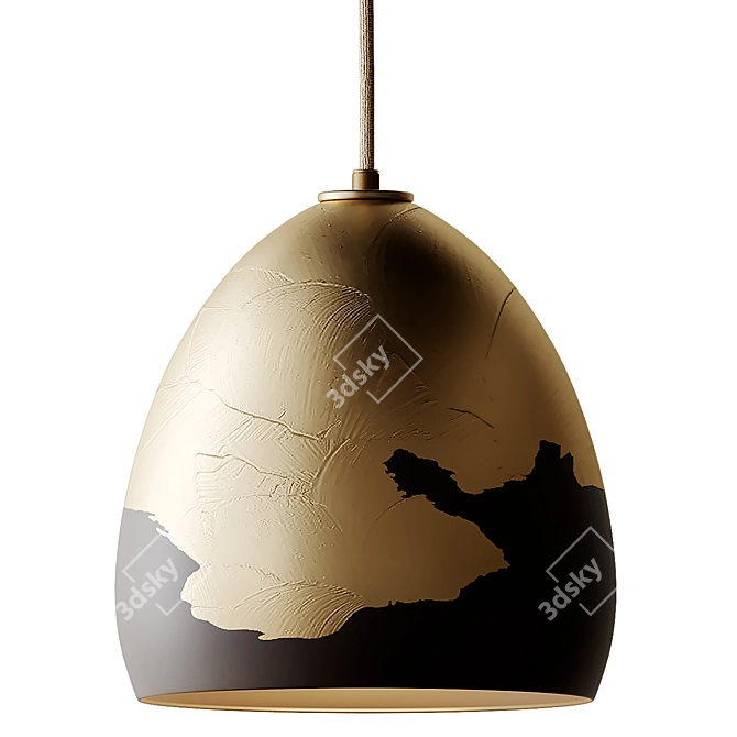 Black & Silver Ombre Pendant: Sleek Porcelain Lighting 3D model image 4