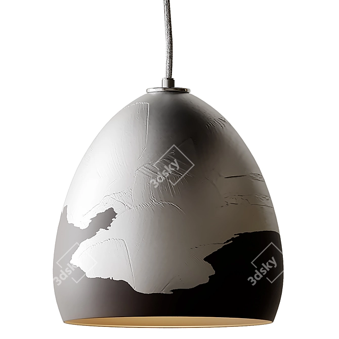 Black & Silver Ombre Pendant: Sleek Porcelain Lighting 3D model image 6