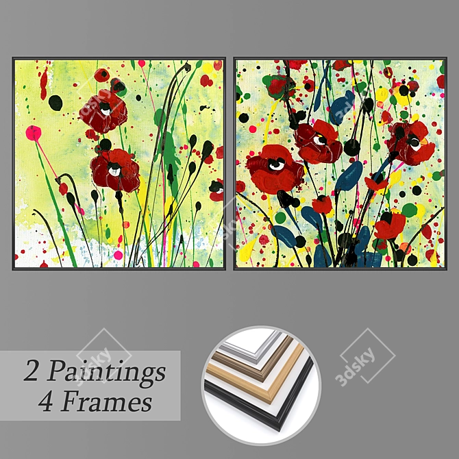 Contemporary Wall Art Set 3D model image 1