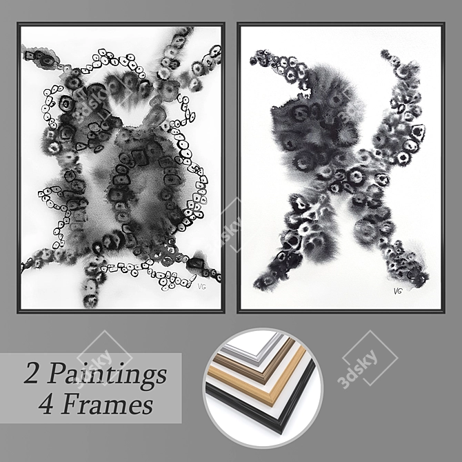 Elegant Wall Art Set No. 1919 3D model image 1