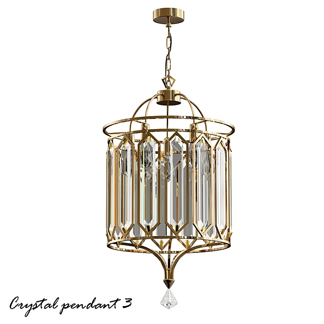 Elegant Crystal Pendant Chandelier 3D model image 1