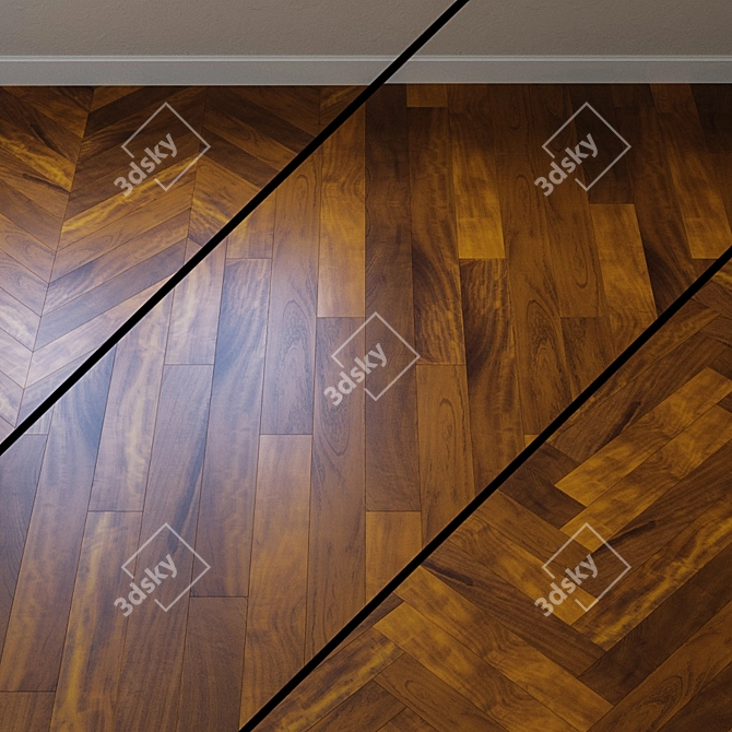 Upofloor Iroko Parquet: French Elegance with a Flounder Twist 3D model image 1