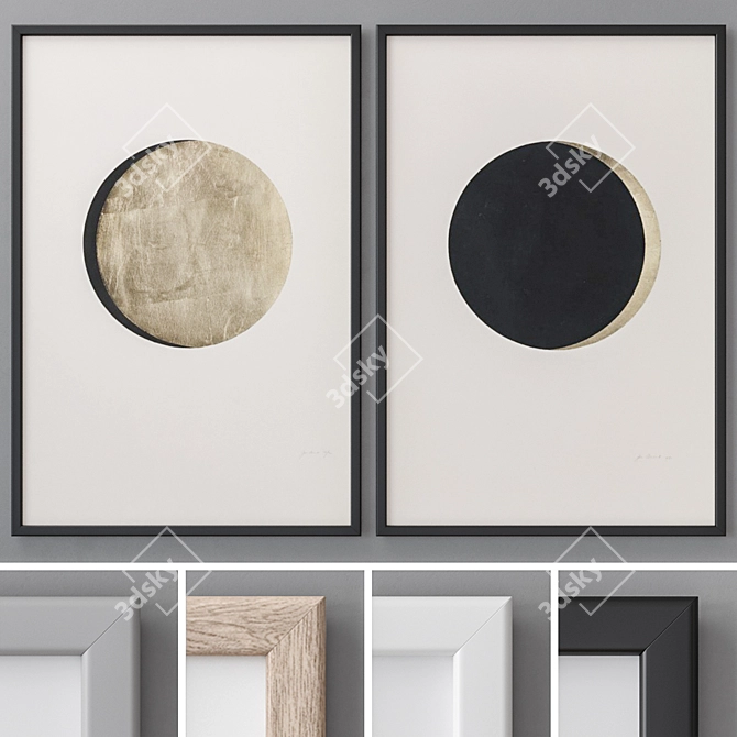 Modern Abstract Paintings Set 3D model image 1