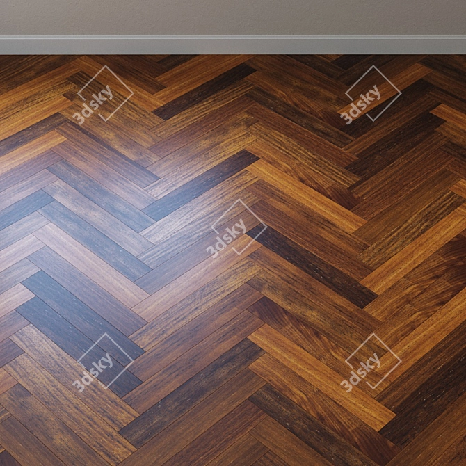 Title: UPOFLOOR Merbau Parquet Board - French Oak Chevron 3D model image 2