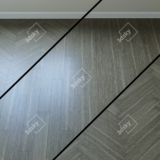 Elegant French Oak Chevron Parquet 3D model image 1