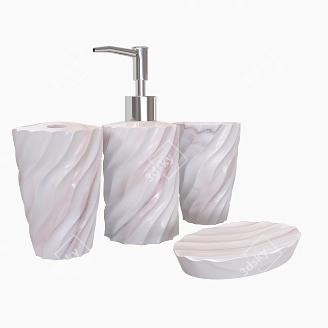 Elegant 4-Piece Pink Bathroom Set 3D model image 2