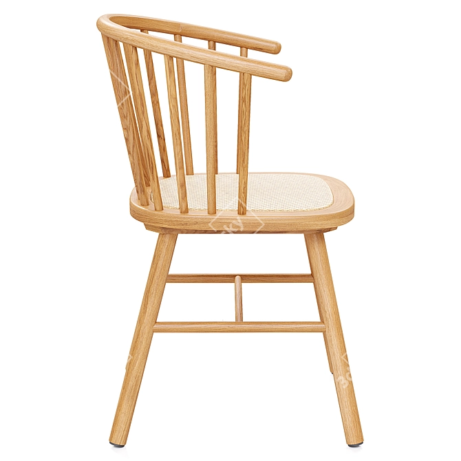 Zara Home Ash Wood Rattan Chair 3D model image 3