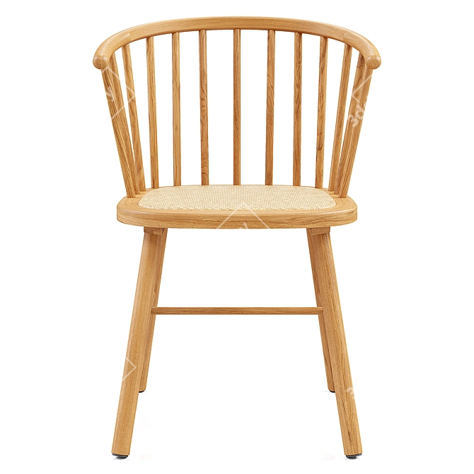 Zara Home Ash Wood Rattan Chair 3D model image 4