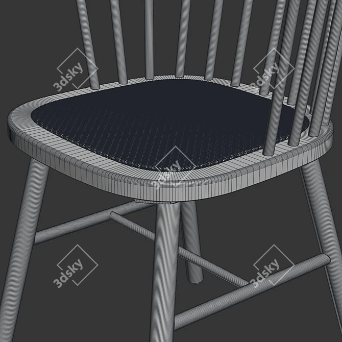 Zara Home Ash Wood Rattan Chair 3D model image 5