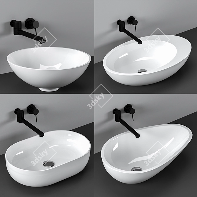 Acrylic Sinks: Matte/Glossy Finish 3D model image 1