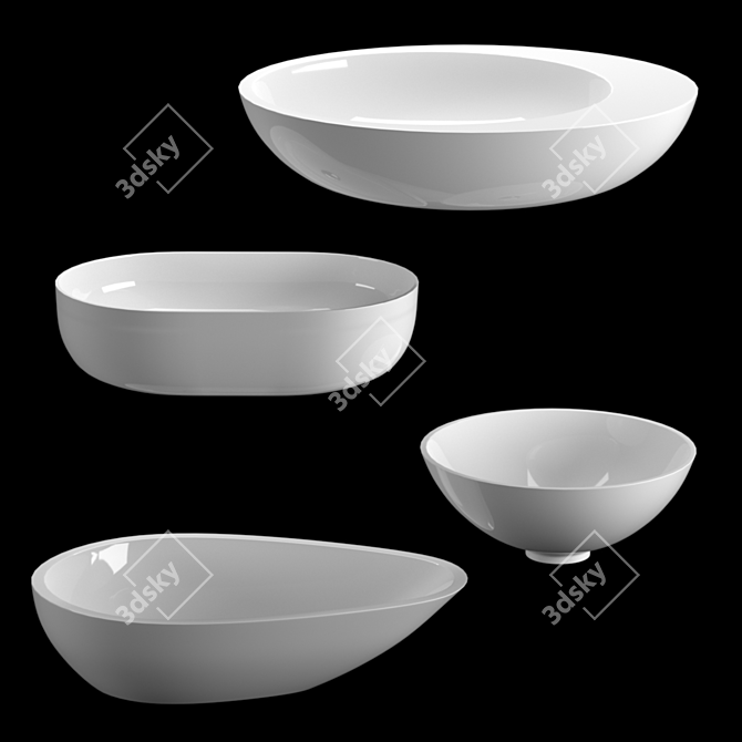 Acrylic Sinks: Matte/Glossy Finish 3D model image 2