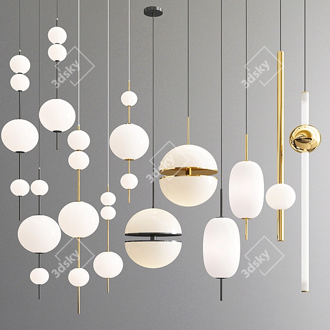 Elegant Hanging Lamp Set 3D model image 2