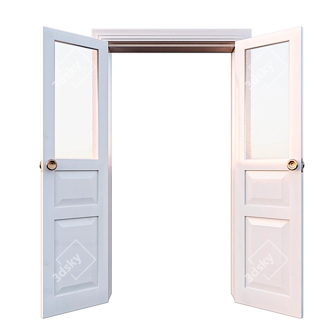 Title: Vintage Restored Soviet White Door 3D model image 3