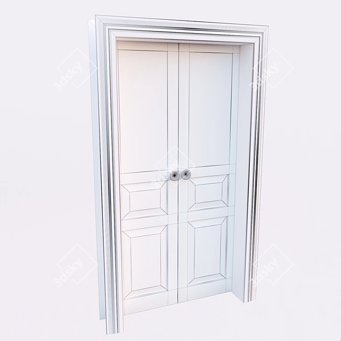 Title: Vintage Restored Soviet White Door 3D model image 5