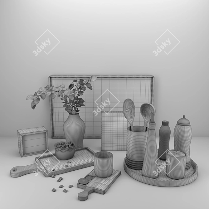 Stylish Kitchen Décor Set 3D model image 3