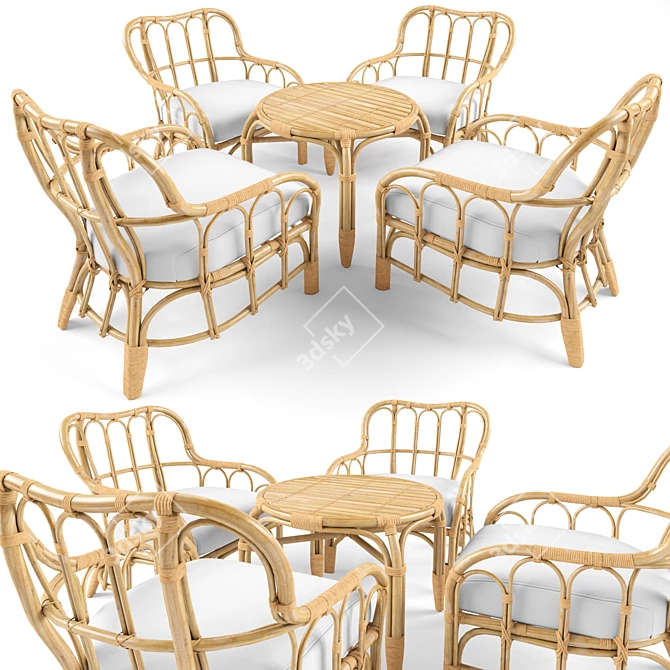 Mastholmen Outdoor 4-Seat Set: Stylish and Durable Conversation Furniture 3D model image 1