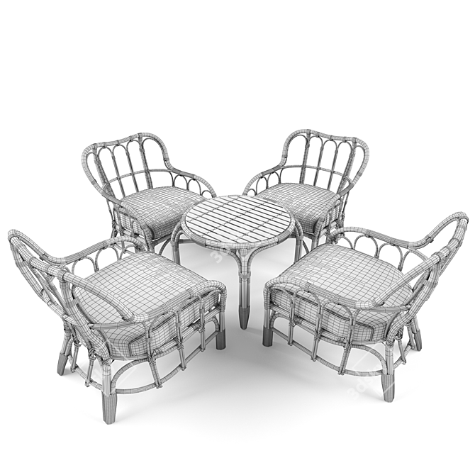 Mastholmen Outdoor 4-Seat Set: Stylish and Durable Conversation Furniture 3D model image 2