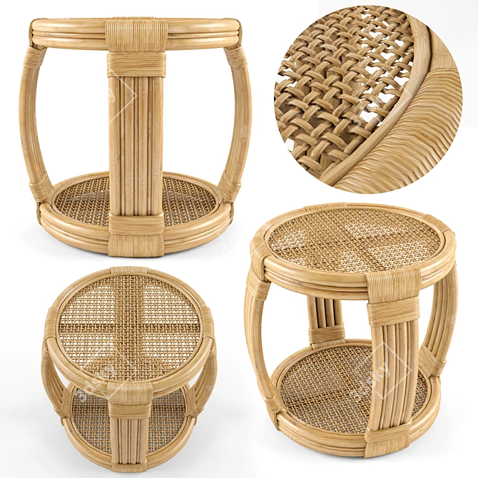 Montego Rattan Side Table: Authentic and Stylish 3D model image 1