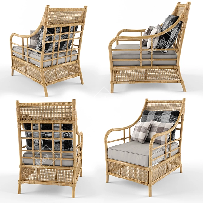 Tropical Rattan Paradise: Bahama Armchair 3D model image 1