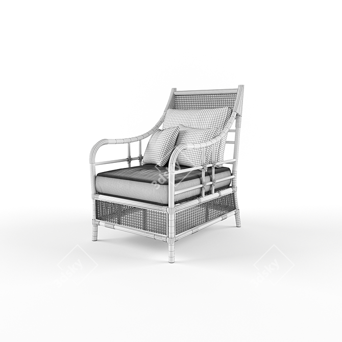 Tropical Rattan Paradise: Bahama Armchair 3D model image 2