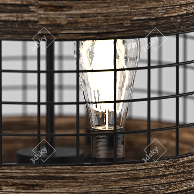 Rustic Wood Chandelier | Vintage-inspired Lighting 3D model image 4