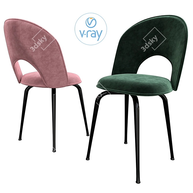 Velvet Pink Ticino Chair: Elegant & Luxurious 3D model image 1