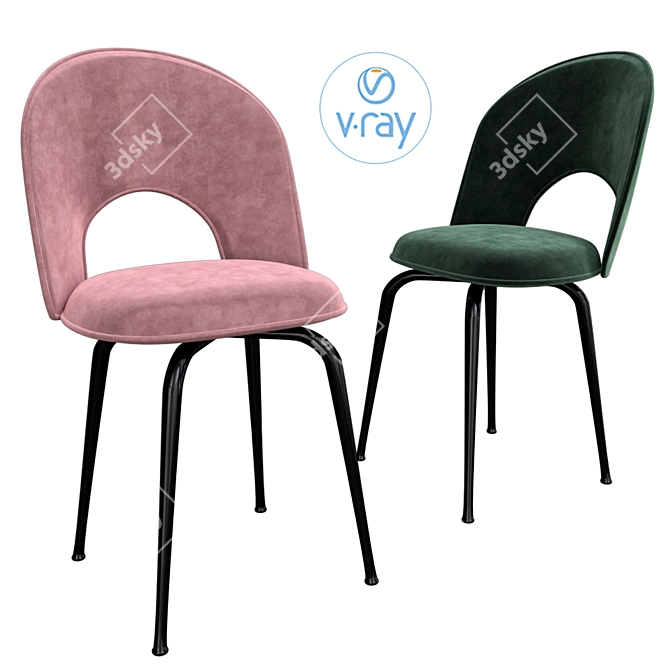 Velvet Pink Ticino Chair: Elegant & Luxurious 3D model image 2