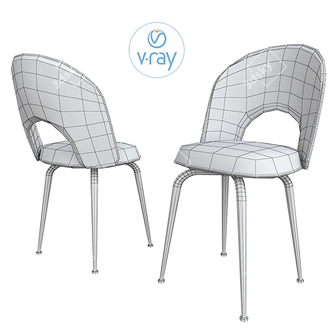 Velvet Pink Ticino Chair: Elegant & Luxurious 3D model image 3
