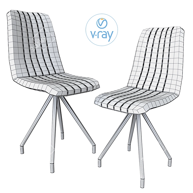 Elegant Gray Velvet Leipzig Chair 3D model image 5