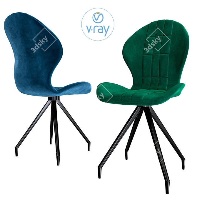 Velvet Bliss: Essen Chair in Dark Blue 3D model image 1