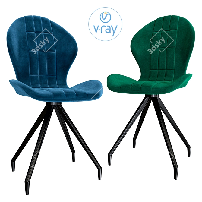 Velvet Bliss: Essen Chair in Dark Blue 3D model image 2