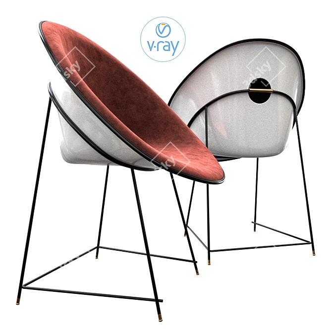 Modern Plank BB-Cup Armchair 3D model image 2