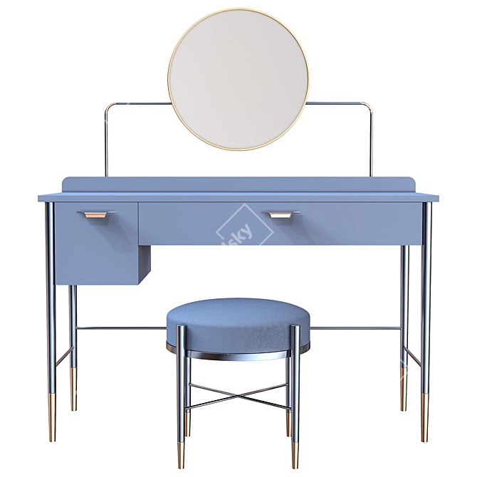 Elegant Vanity Set with Mirror 3D model image 1