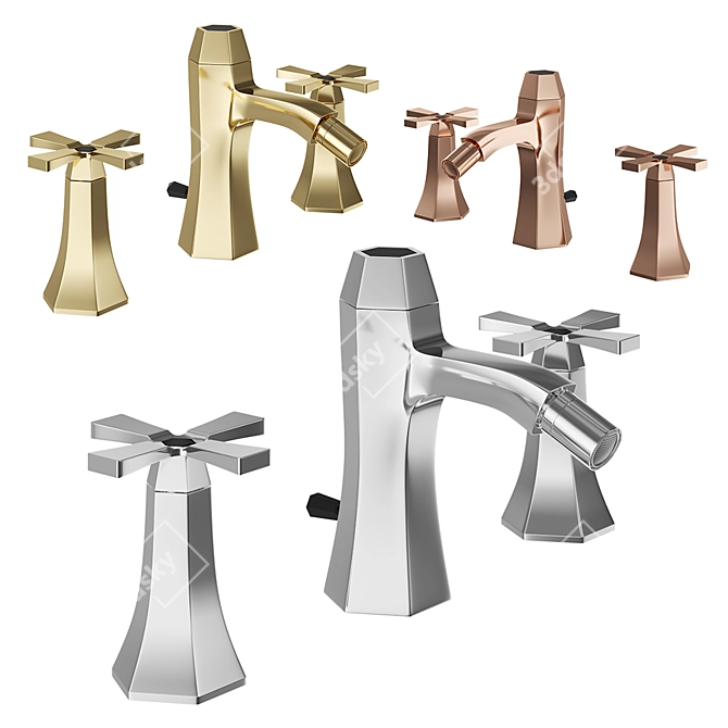 Chérie 3-Hole Bidet Faucet: Chrome, Gold, Rose Gold | Art. CX0012206T, CX001220 3D model image 1