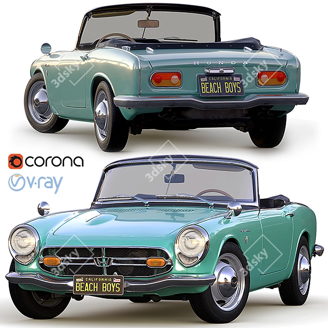 Vintage Honda S800 Cabriolet 3D model image 1