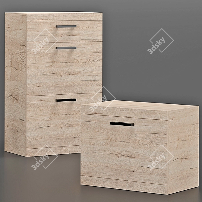 Oskar Shoe Cabinets - Space-Saving Solution 3D model image 2