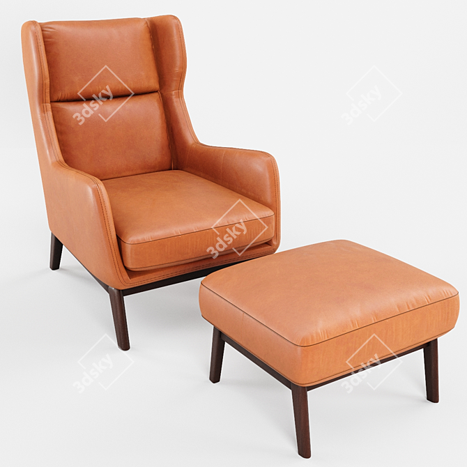 Sleek Ryder Leather Chair 3D model image 2