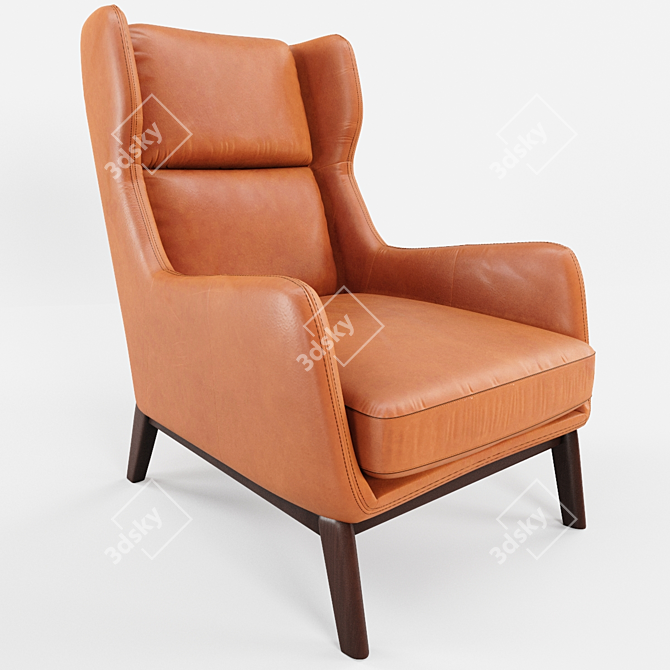 Sleek Ryder Leather Chair 3D model image 3